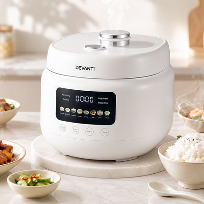 Alona.com.au Appliances > Kitchen Appliances > Rice Cookers & Steamers Devanti 3L Rice Cooker Small 6 Cup 8-in-1 Multi Cooker with 24H Preset Off-White