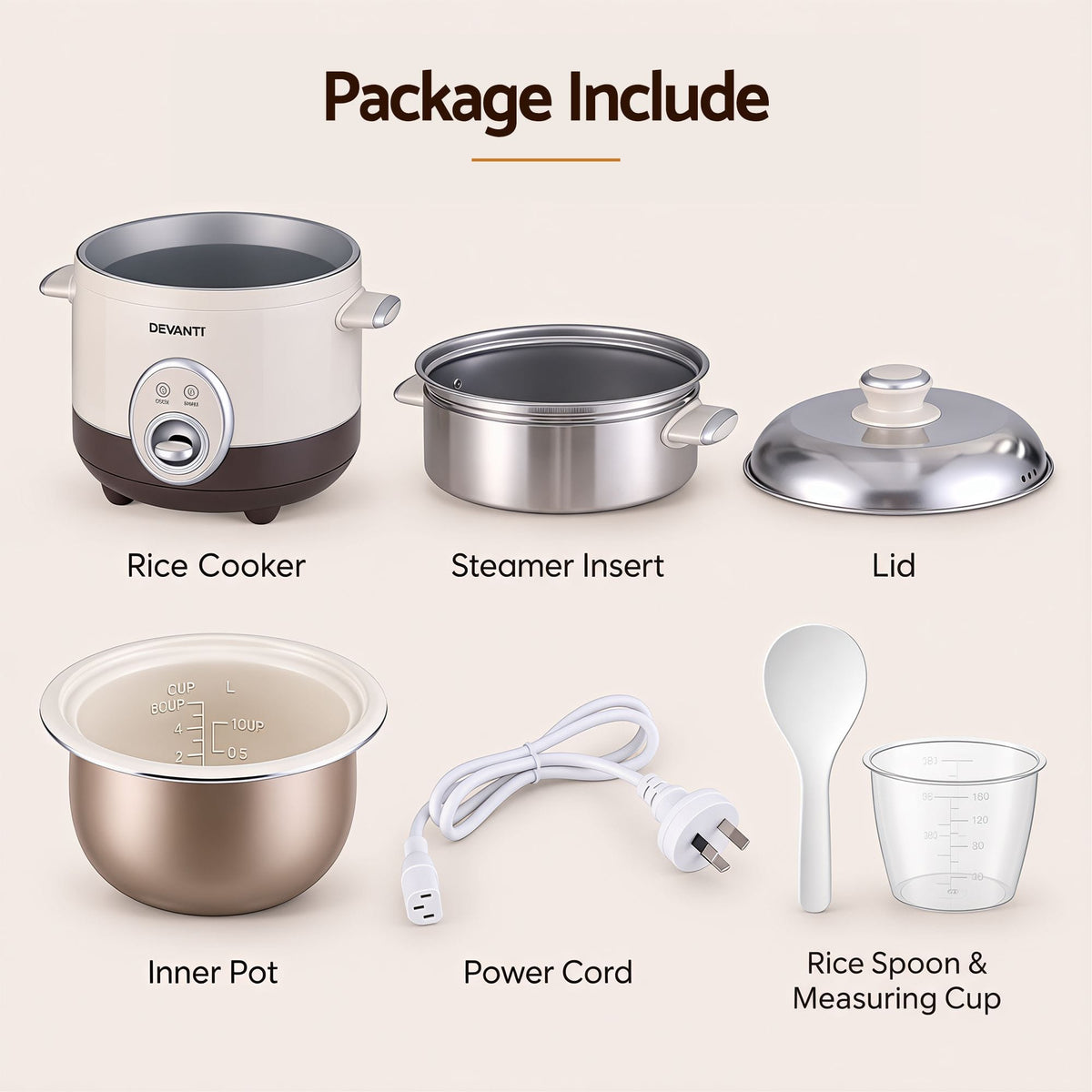 Alona.com.au Appliances > Kitchen Appliances > Rice Cookers & Steamers Devanti 3L Rice Cooker Small 6 Cup Multi Cooker with Steamer