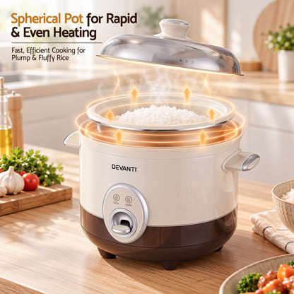 Alona.com.au Appliances > Kitchen Appliances > Rice Cookers & Steamers Devanti 3L Rice Cooker Small 6 Cup Multi Cooker with Steamer