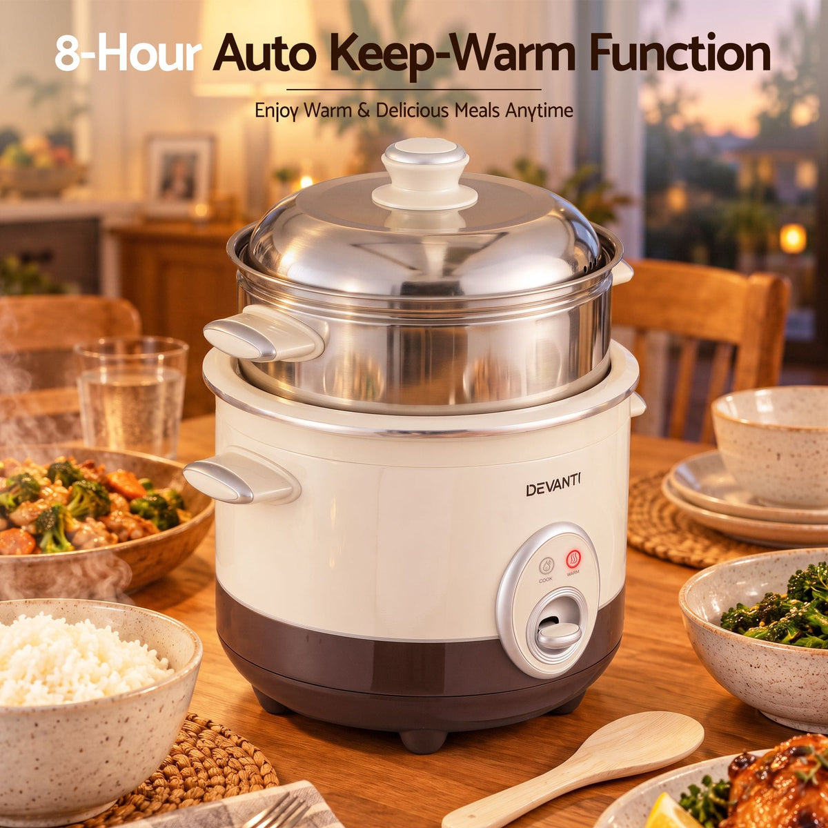 Alona.com.au Appliances > Kitchen Appliances > Rice Cookers & Steamers Devanti 3L Rice Cooker Small 6 Cup Multi Cooker with Steamer