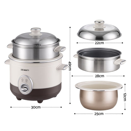 Alona.com.au Appliances > Kitchen Appliances > Rice Cookers & Steamers Devanti 3L Rice Cooker Small 6 Cup Multi Cooker with Steamer