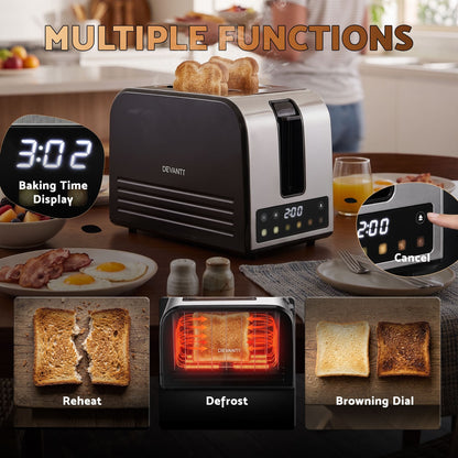 Alona.com.au Appliances > Kitchen Appliances > Toasters & Grills Devanti 2-Slice Toaster, LED Display 3.5cm Wide Slots 6 Browning Levels