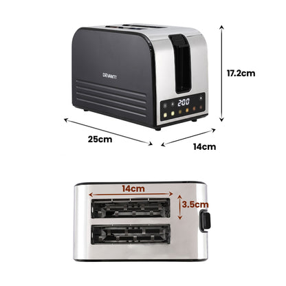 Alona.com.au Appliances > Kitchen Appliances > Toasters & Grills Devanti 2-Slice Toaster, LED Display 3.5cm Wide Slots 6 Browning Levels