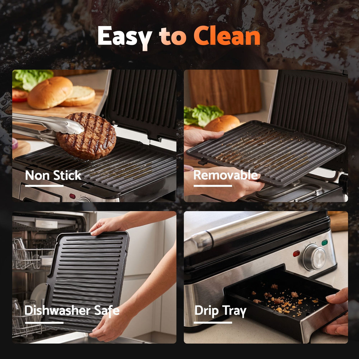 Alona.com.au Appliances > Kitchen Appliances > Toasters & Grills Devanti 2000W 3-in-1 Panini Press Grill Sandwich Maker 180° Open 4 Slice