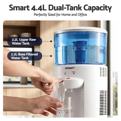 Alona.com.au Appliances > Kitchen Appliances > Water Dispensers Devanti 5L Bench Top Water Cooler Dispenser with Filter 2 Taps Countertop Water Purifier