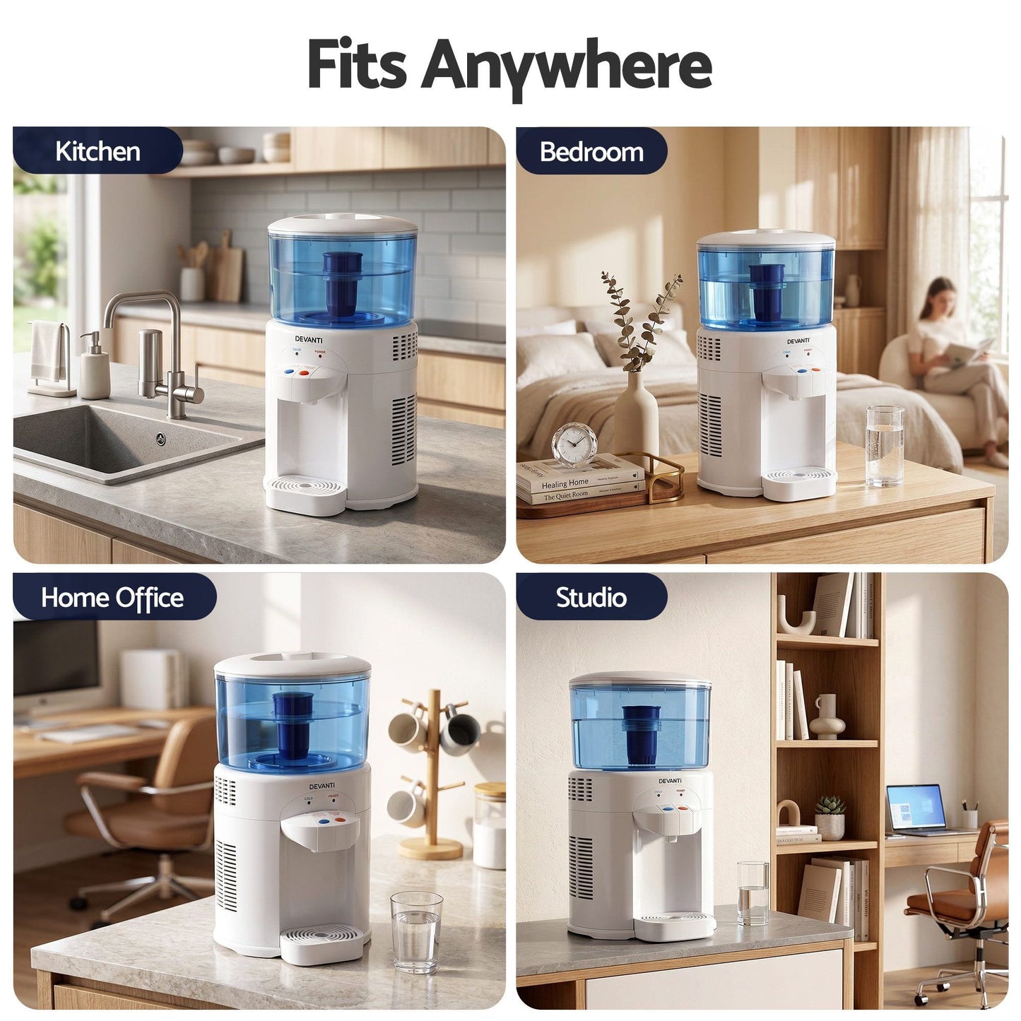 Alona.com.au Appliances > Kitchen Appliances > Water Dispensers Devanti 5L Bench Top Water Cooler Dispenser with Filter 2 Taps Countertop Water Purifier
