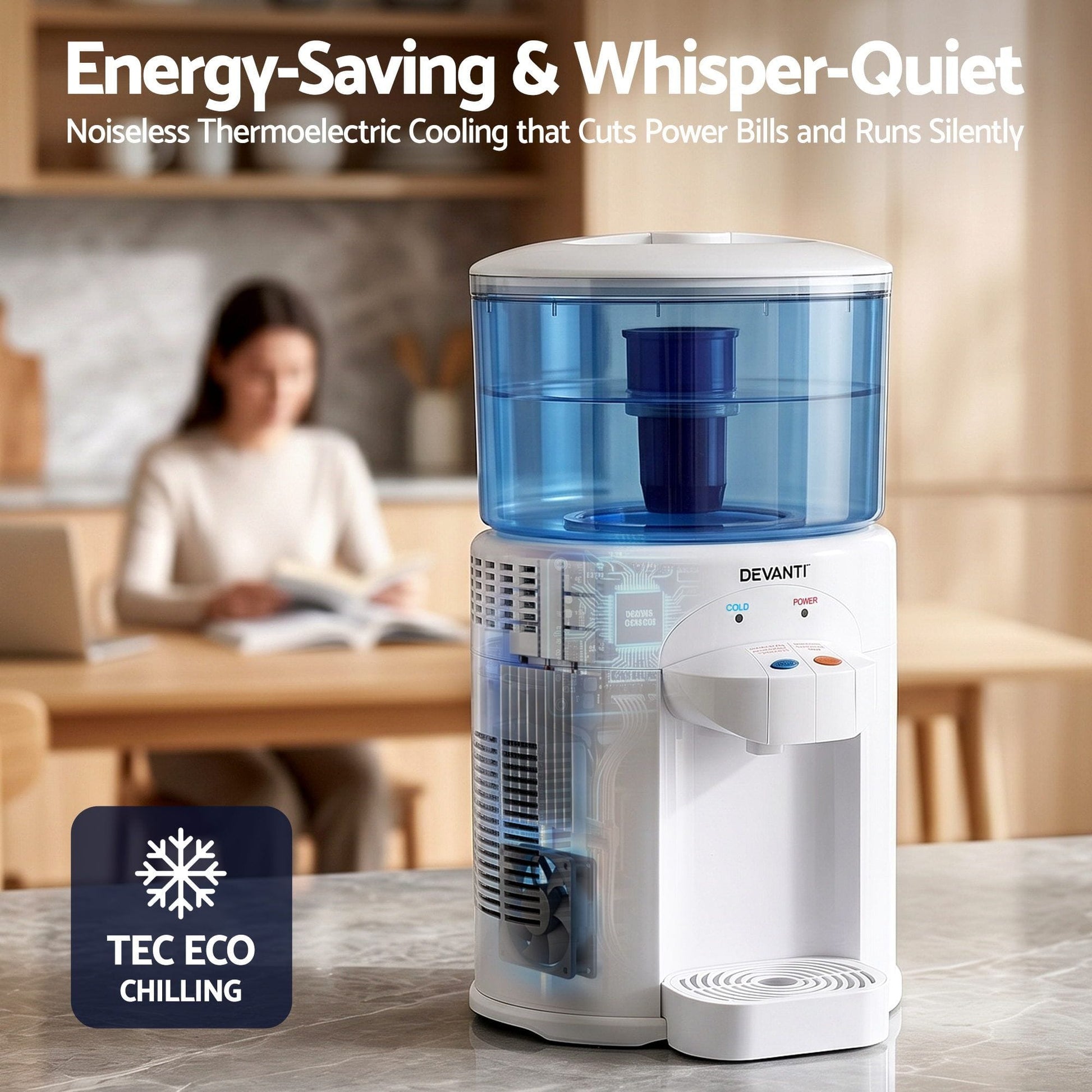 Alona.com.au Appliances > Kitchen Appliances > Water Dispensers Devanti 5L Bench Top Water Cooler Dispenser with Filter 2 Taps Countertop Water Purifier