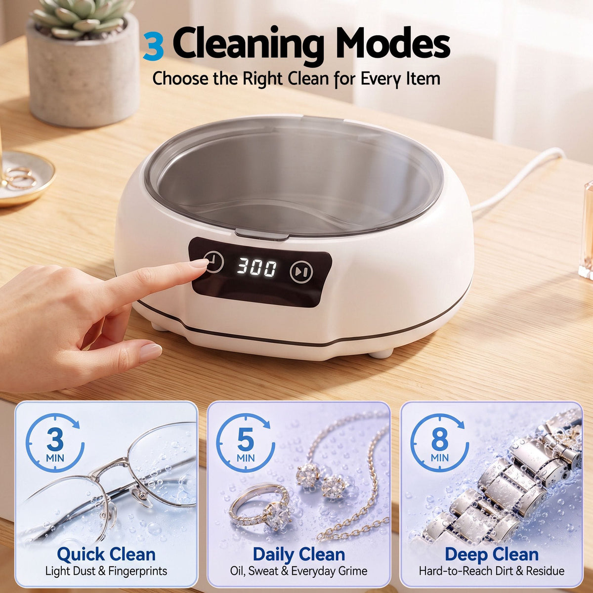 Alona.com.au Appliances > Other Cleaning Appliances > Jewellery Cleaners Devanti Ultrasonic Cleaner 700mL 48kHz Jewellery Cleaning Machine with Stainless Steel Tank White