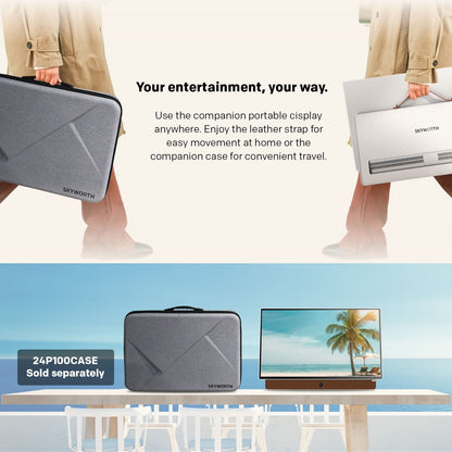 Alona.com.au Appliances > TV > TVs & Accessories SKYWORTH 24-Inch 12V Portable TV,3-Hour Battery,1080P FHD,Wide Viewing Angle,Smart Google TV, HDR10, Dolby Audio, LED, Bluetooth, Chromecast and Google Assistant