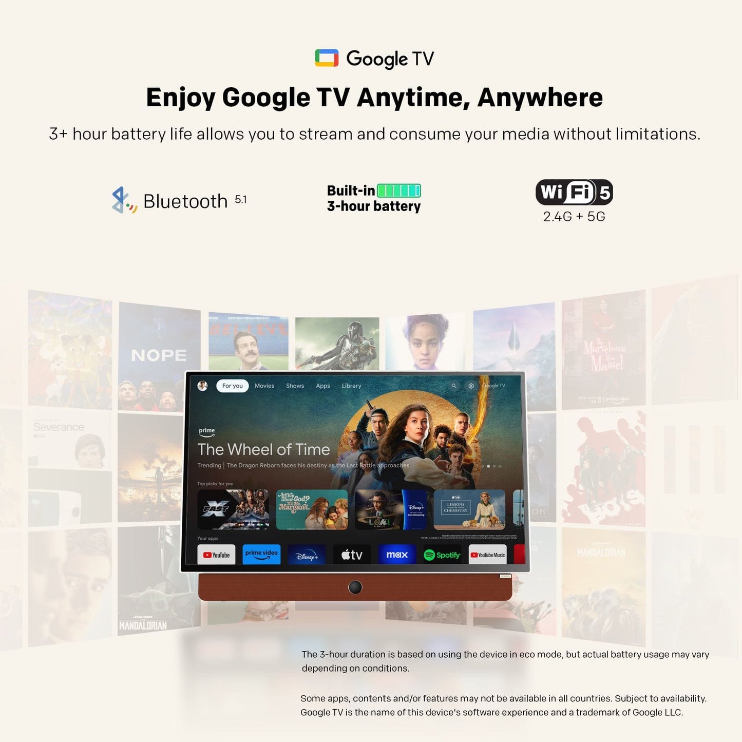 Alona.com.au Appliances > TV > TVs & Accessories SKYWORTH 24-Inch 12V Portable TV,3-Hour Battery,1080P FHD,Wide Viewing Angle,Smart Google TV, HDR10, Dolby Audio, LED, Bluetooth, Chromecast and Google Assistant
