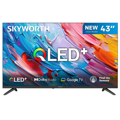 Alona.com.au Appliances > TV > TVs & Accessories SKYWORTH Q5600H 43''-QLED+ Smart Google TV, FHD, HDR10 HLG, Find-My Remote,Dolby Audio, Screen Casting, Bezel Less Design, Voice Control