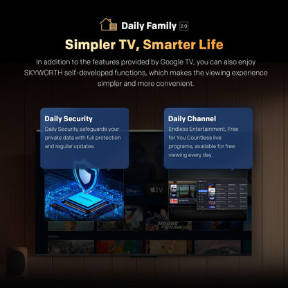 Alona.com.au Appliances > TV > TVs & Accessories SKYWORTH Q6600H 55" - QLED+ 4K Smart Google TV, Gen 5 Quantum Dot, 120Hz Refresh Rate, AI-Powered Picture, Dolby Audio DBX-tv Audio, Voice Control, Screen Casting, HDR, Eco-Friendly Design