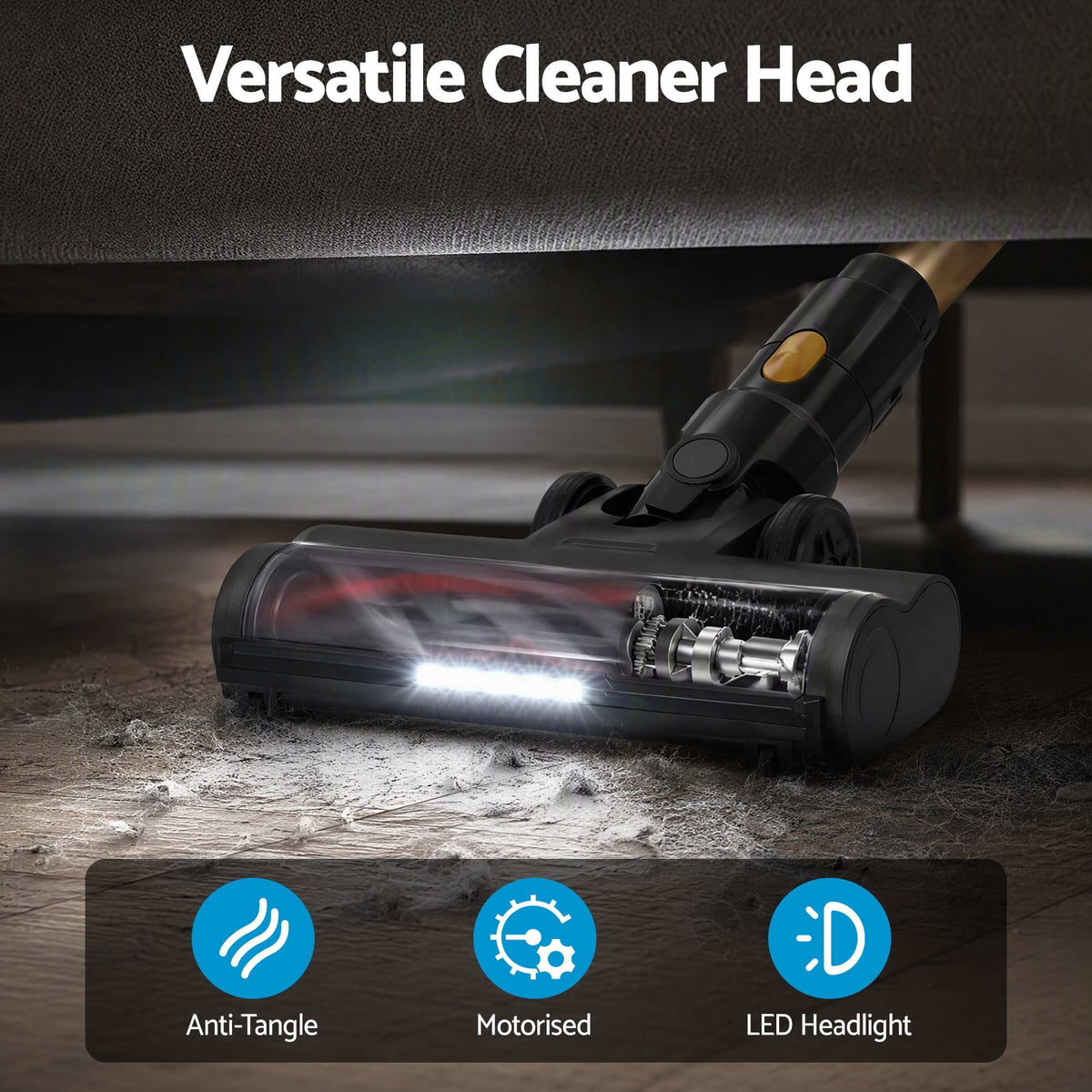 Alona.com.au Appliances > Vacuum Cleaners > Stick Vacuums DEVANTI 30000Pa Cordless Stick Vacuum Cleaner 4-in-1 Handheld Vac, Gold