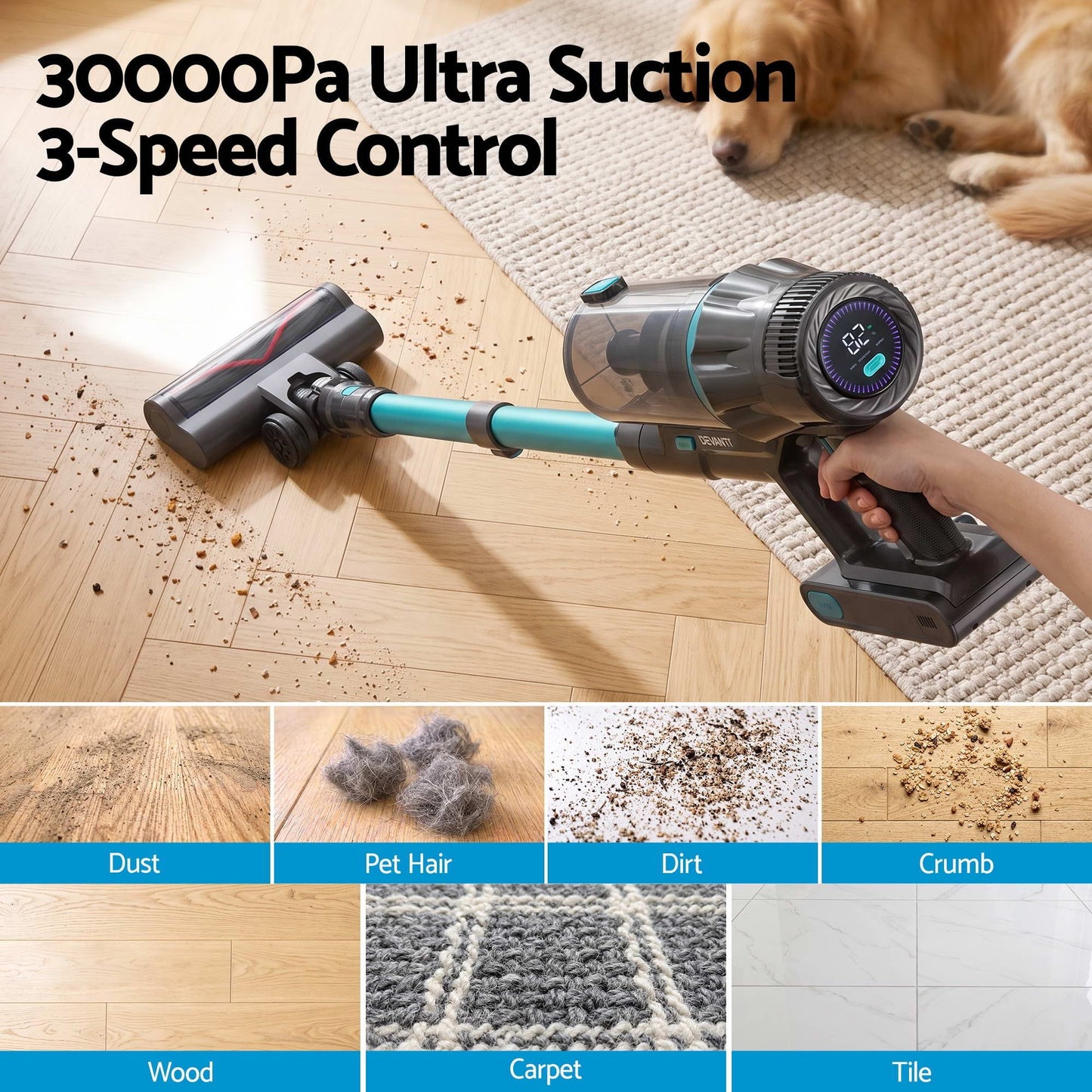 Alona.com.au Appliances > Vacuum Cleaners > Stick Vacuums DEVANTI 30000Pa Cordless Stick Vacuum Cleaner 4-in-1 Handheld Vac, Green