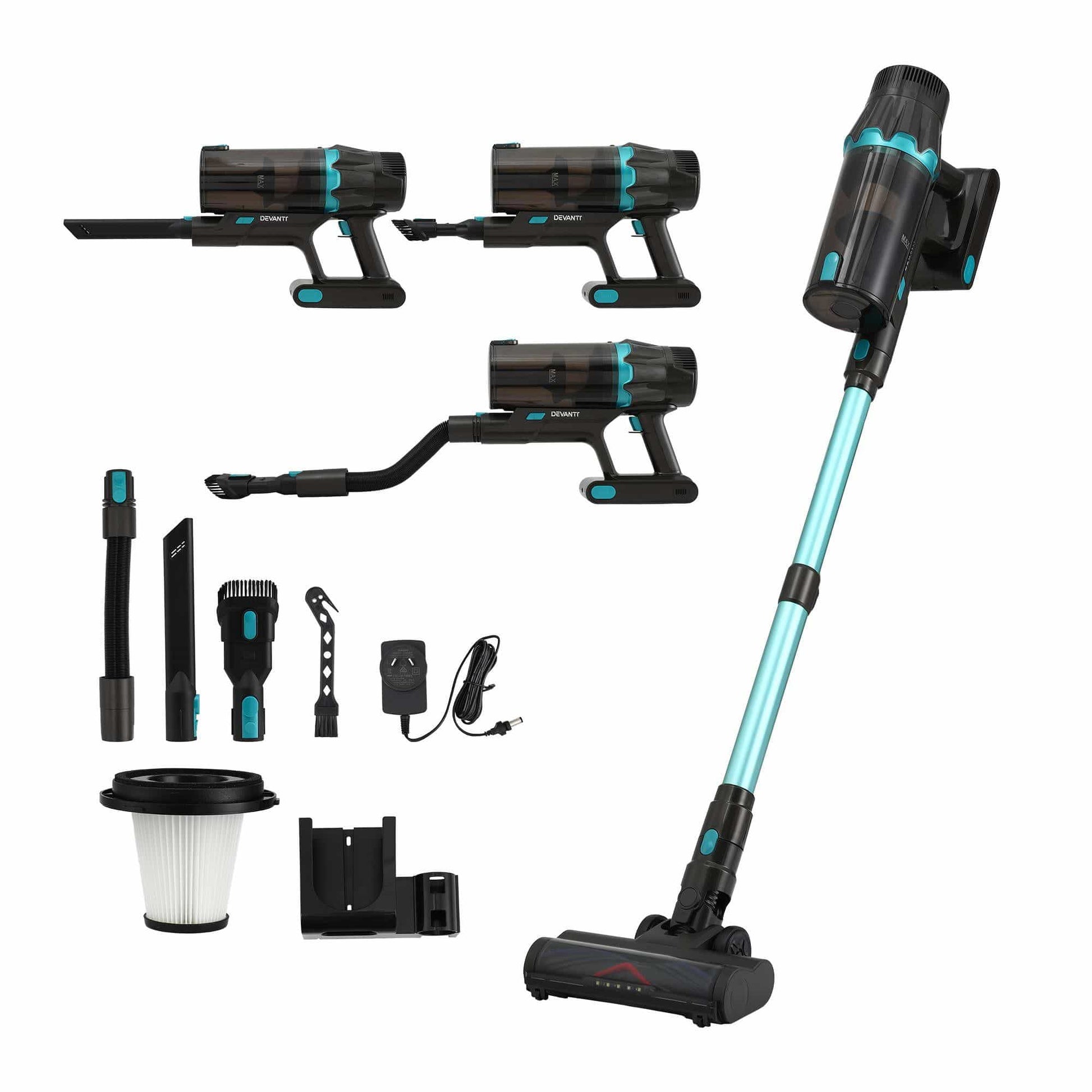 Alona.com.au Appliances > Vacuum Cleaners > Stick Vacuums DEVANTI 30000Pa Cordless Stick Vacuum Cleaner 4-in-1 Handheld Vac, Green