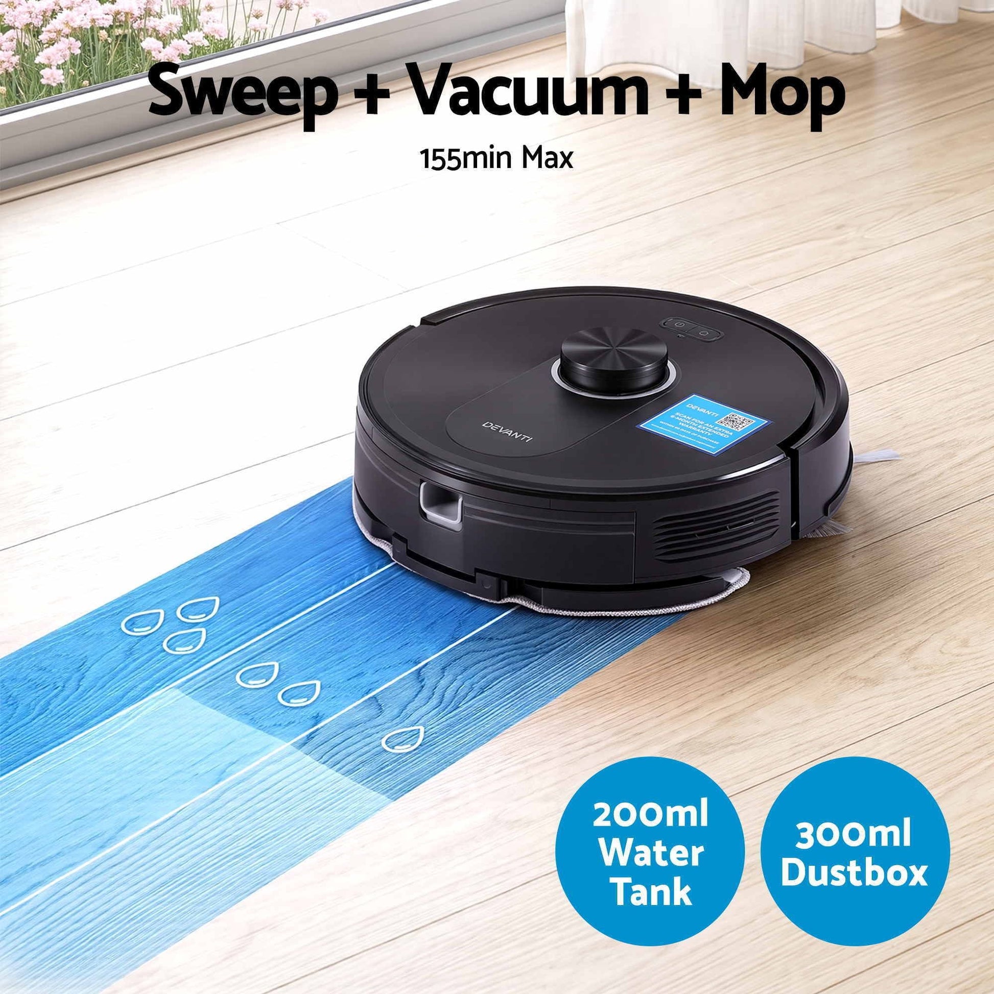 Alona.com.au Appliances > Vacuum Cleaners > Vacuums DEVANTI Robot Vacuum and Mop, APP Control 6000Pa LDS Laser 3-in-1 Cleaning