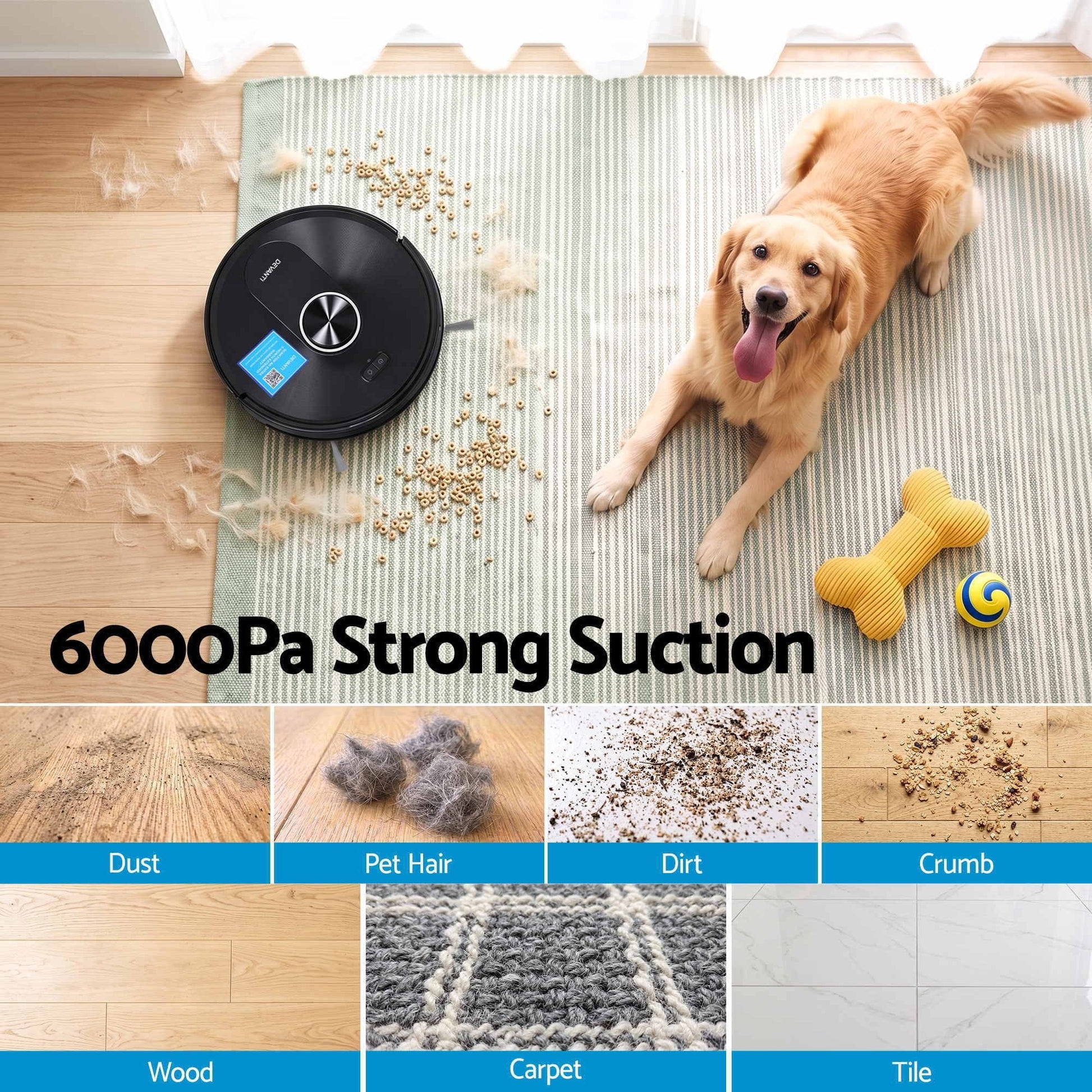 Alona.com.au Appliances > Vacuum Cleaners > Vacuums DEVANTI Robot Vacuum and Mop, APP Control 6000Pa LDS Laser 3-in-1 Cleaning