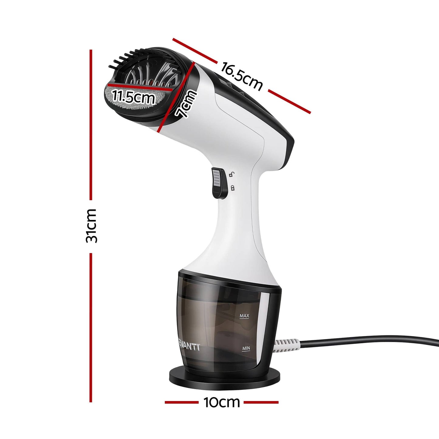 Alona.com.au Appliances > Washers, Dryers & Irons > Irons & Ironing Systems Devanti Clothes Steamer, 1500W Powerful Fast 30s Heat-Up Continuous Steam Lock 160ml Tank Fabric Brush Portable Handheld Steam Iron for Home Travel Business Trip