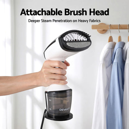 Alona.com.au Appliances > Washers, Dryers & Irons > Irons & Ironing Systems Devanti Clothes Steamer, 1500W Powerful Fast 30s Heat-Up Continuous Steam Lock 160ml Tank Fabric Brush Portable Handheld Steam Iron for Home Travel Business Trip