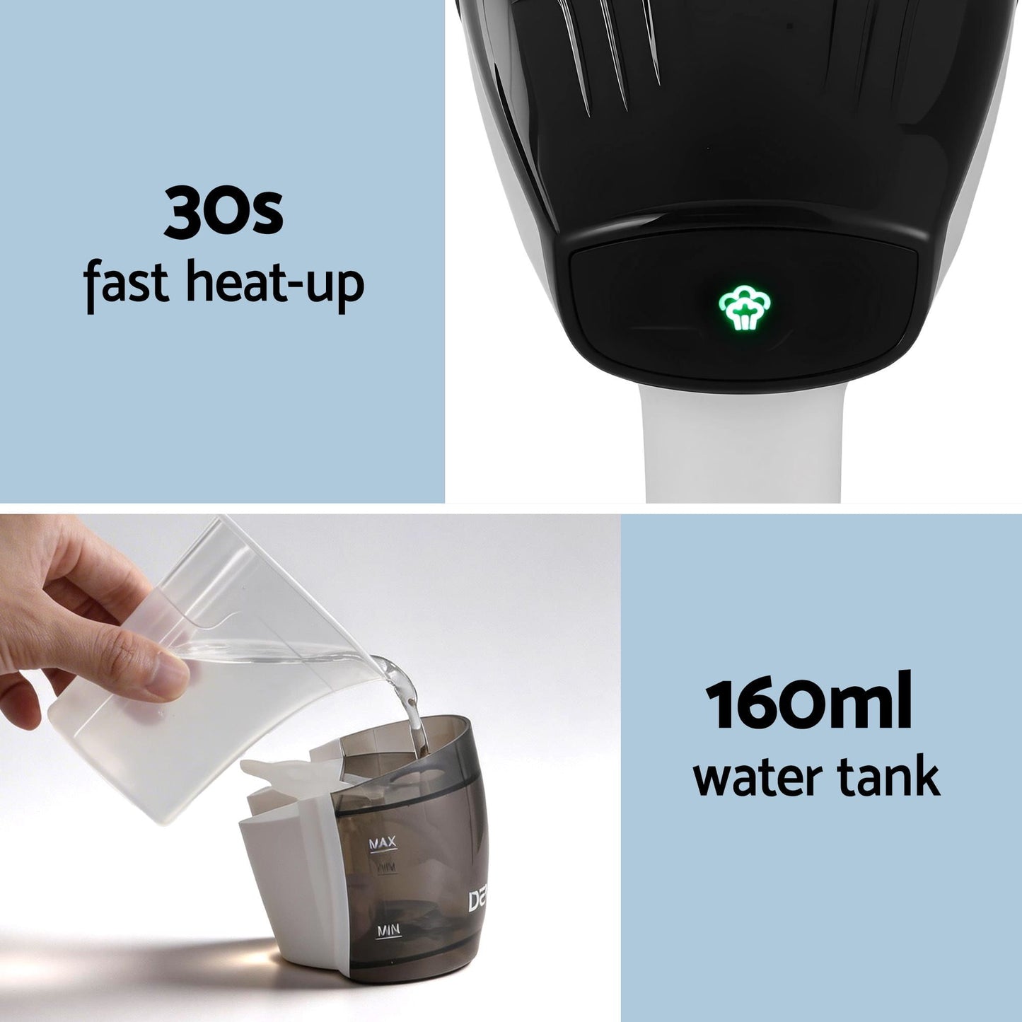 Alona.com.au Appliances > Washers, Dryers & Irons > Irons & Ironing Systems Devanti Clothes Steamer, 1500W Powerful Fast 30s Heat-Up Continuous Steam Lock 160ml Tank Fabric Brush Portable Handheld Steam Iron for Home Travel Business Trip