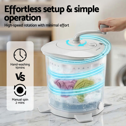 Alona.com.au Appliances > Washers, Dryers & Irons > Washing Machines Devanti Portable Washing Machine Manual Spin Dryer Compact for Camping Caravan Apartment