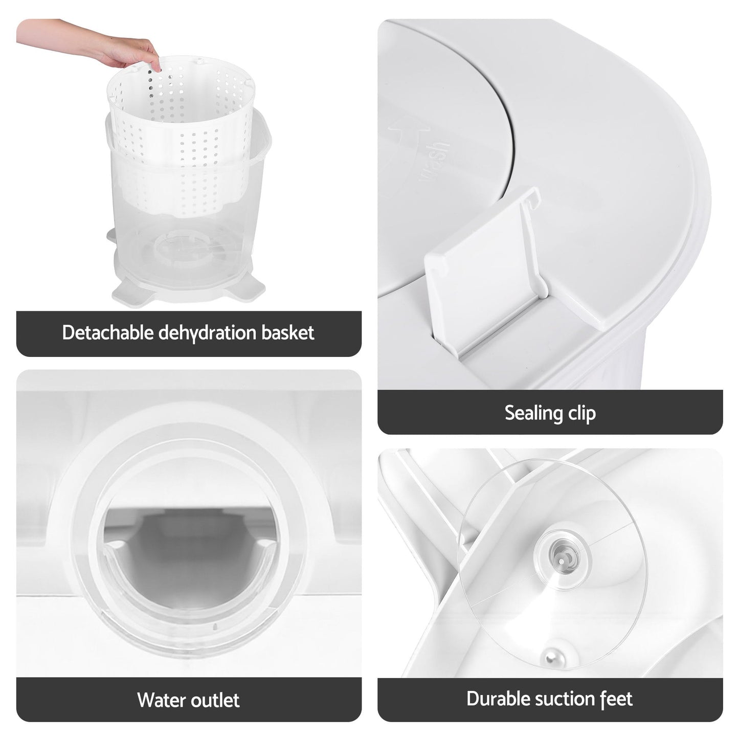 Alona.com.au Appliances > Washers, Dryers & Irons > Washing Machines Devanti Portable Washing Machine Manual Spin Dryer Compact for Camping Caravan Apartment