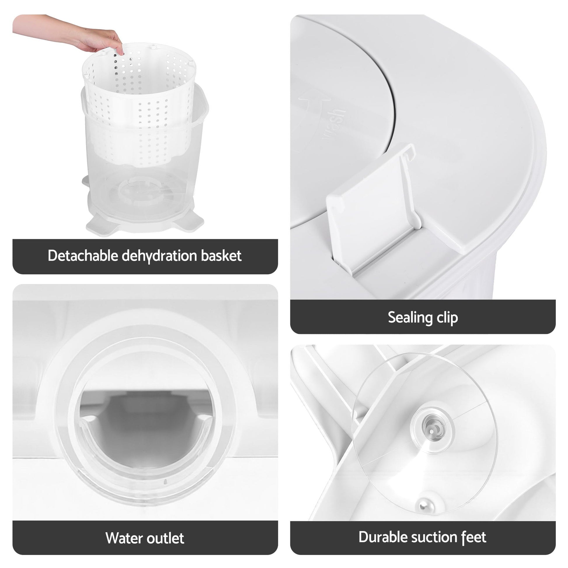 Alona.com.au Appliances > Washers, Dryers & Irons > Washing Machines Devanti Portable Washing Machine Manual Spin Dryer Compact for Camping Caravan Apartment
