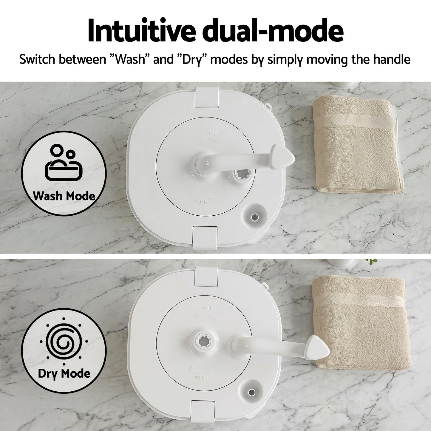 Alona.com.au Appliances > Washers, Dryers & Irons > Washing Machines Devanti Portable Washing Machine Manual Spin Dryer Compact for Camping Caravan Apartment
