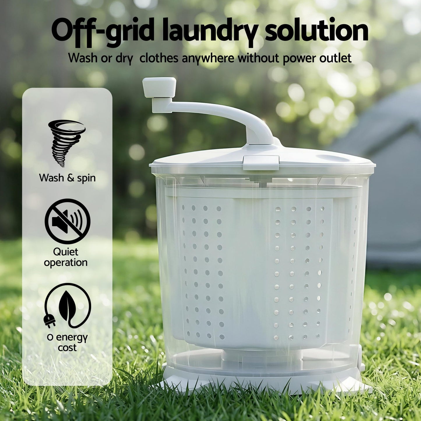 Alona.com.au Appliances > Washers, Dryers & Irons > Washing Machines Devanti Portable Washing Machine Manual Spin Dryer Compact for Camping Caravan Apartment