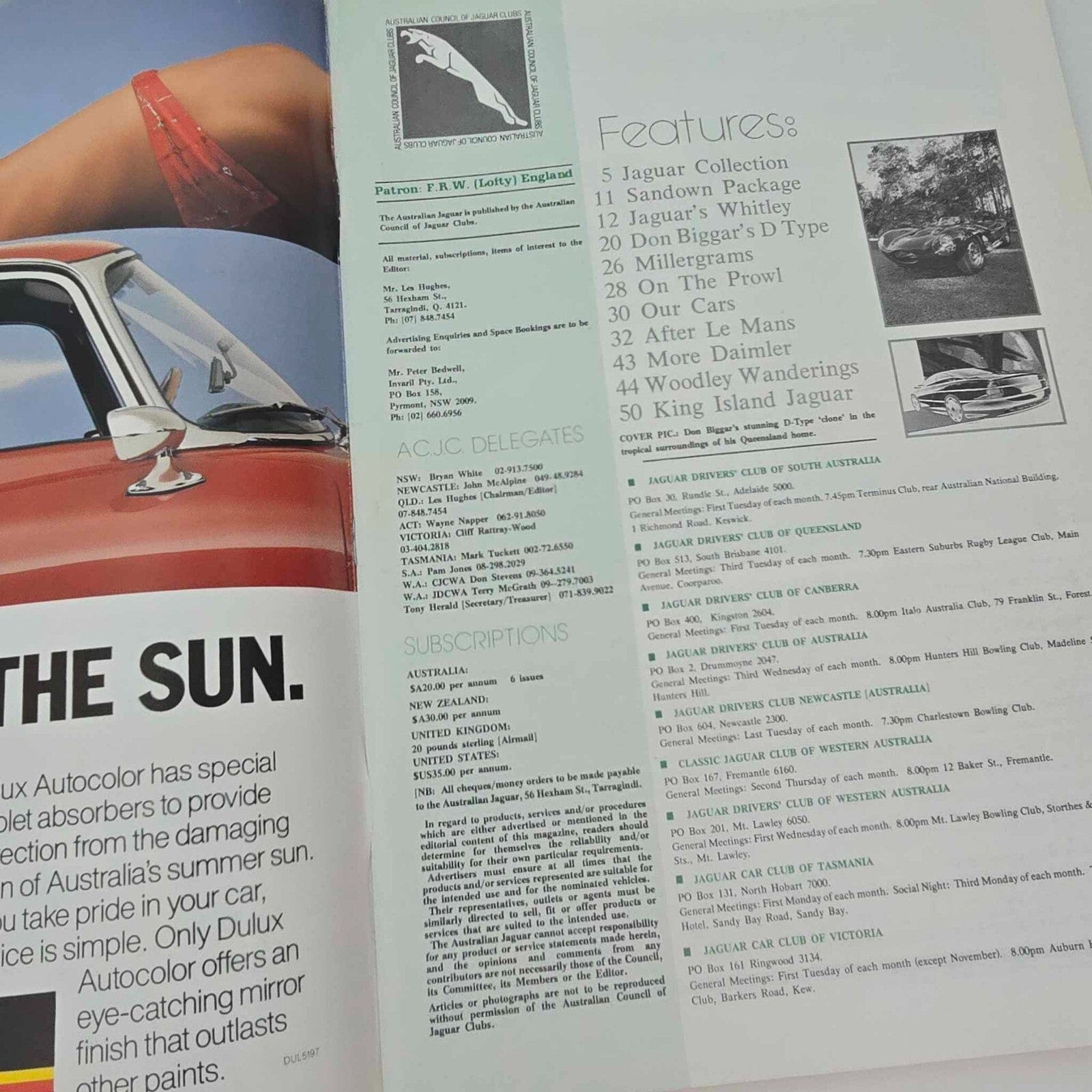 Alona.com.au Australian Jaguar Magazine Issue Aug-Sept 1988 No 22 Drivers Car Club Le Mans