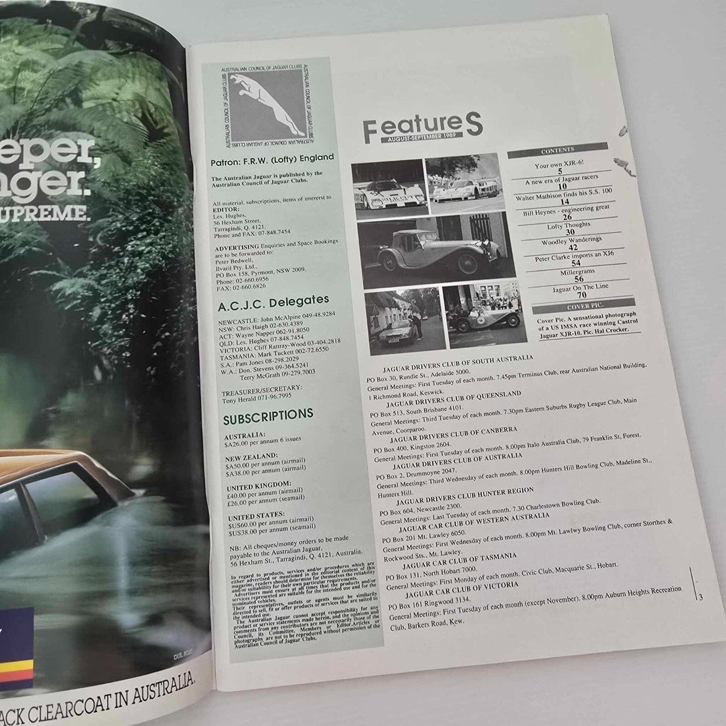 Alona.com.au Australian Jaguar Magazine Issue Aug-Sept 1989 No 28 Drivers Car Club XJR-6
