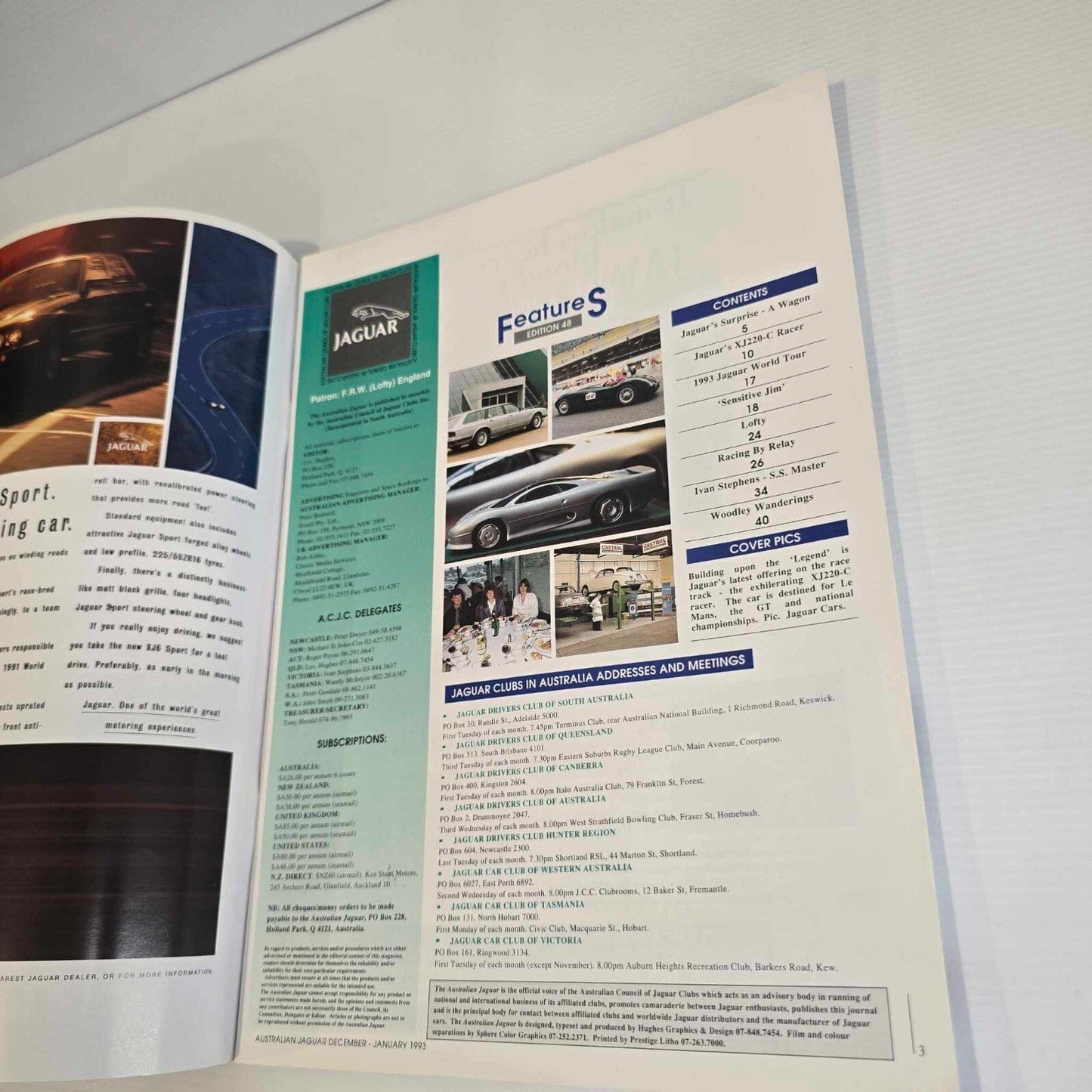 Alona.com.au Australian Jaguar Magazine Issue Dec Jan 1992-93 No 48 Drivers Car Club XJ220-C