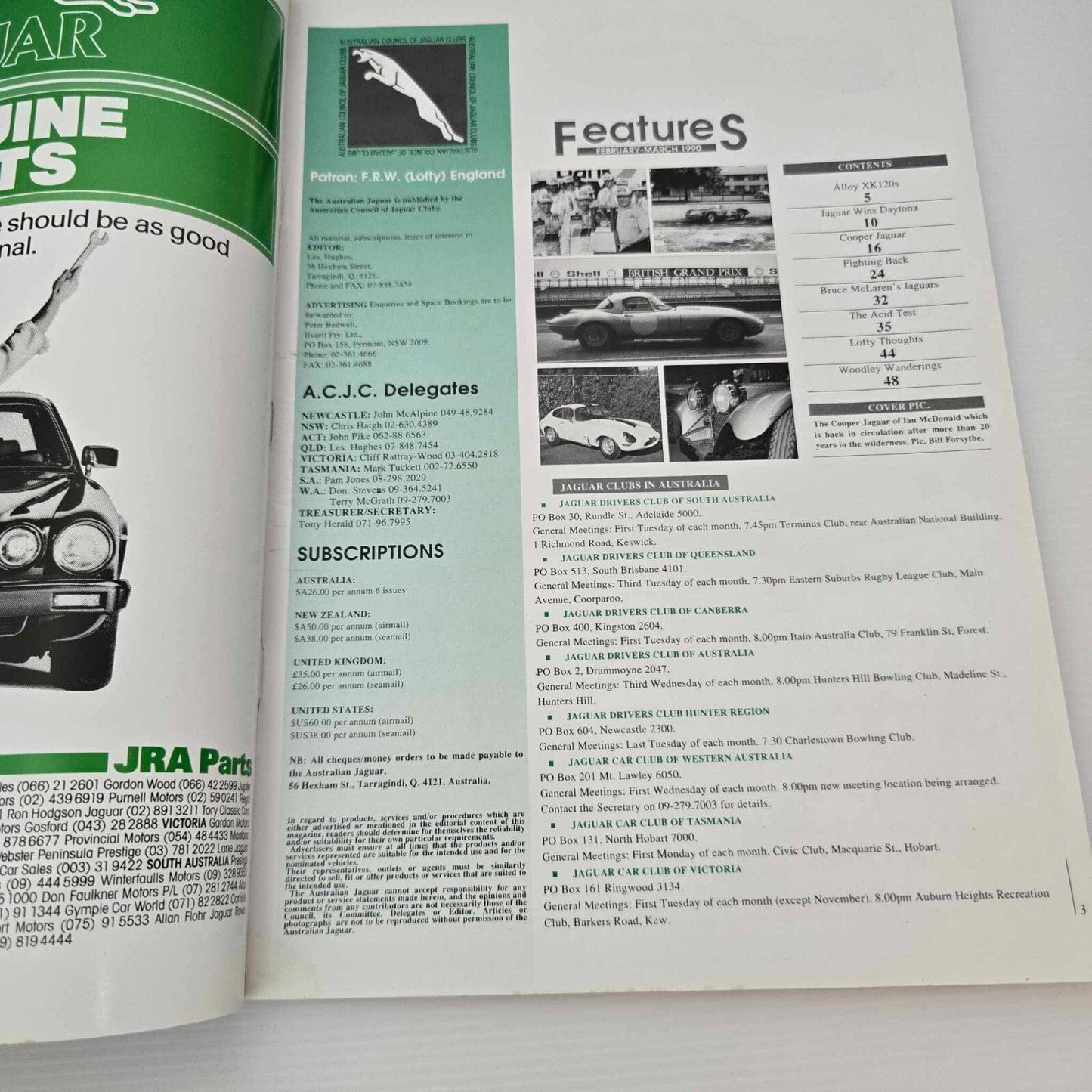 Alona.com.au Australian Jaguar Magazine Issue Feb - Mar 1990 No 31 Drivers Car Club XJR-12s
