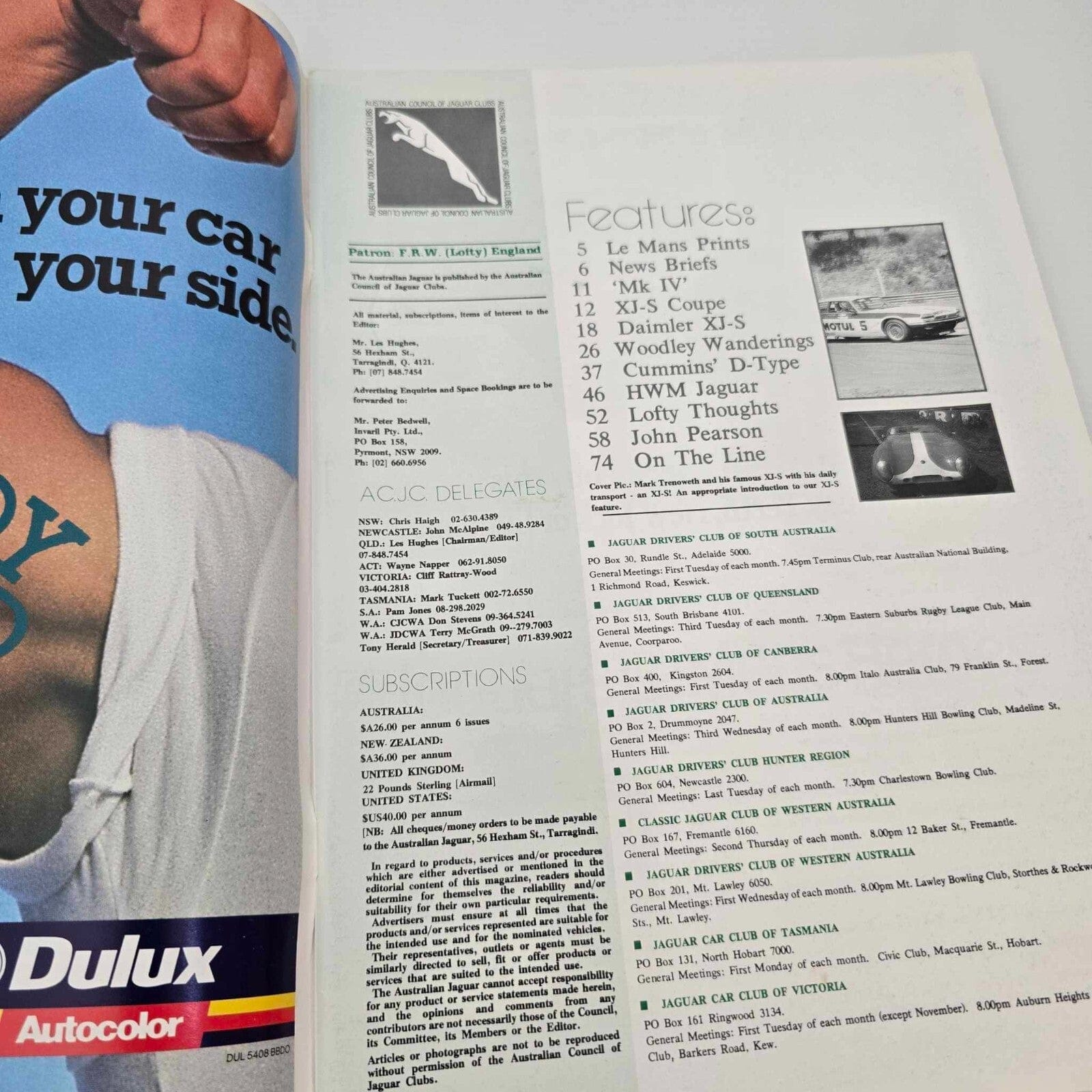 Alona.com.au Australian Jaguar Magazine Issue Feb-March 1989 No 25 Drivers Car Club XJS Coupe