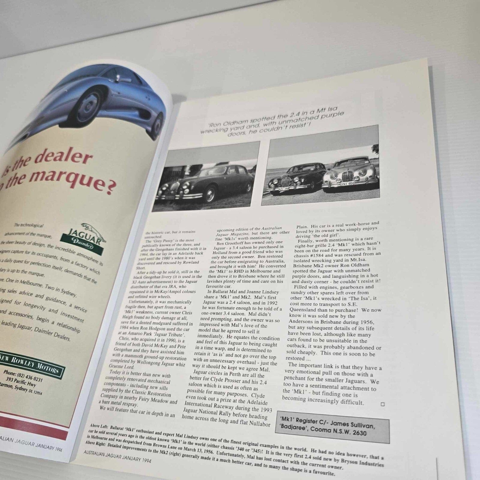Alona.com.au Australian Jaguar Magazine Issue January 1994 No 54 Drivers Car Club XJ-S V12