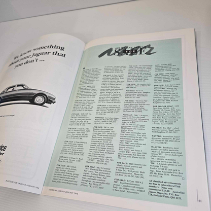 Alona.com.au Australian Jaguar Magazine Issue January 1994 No 54 Drivers Car Club XJ-S V12