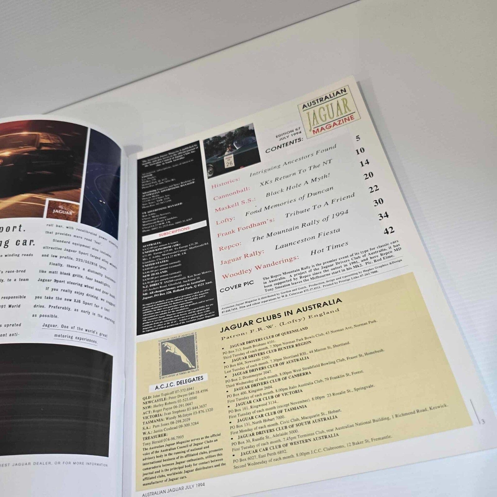 Alona.com.au Australian Jaguar Magazine Issue July 1994 No 57 Drivers Car Club XK Re-Run S.S.