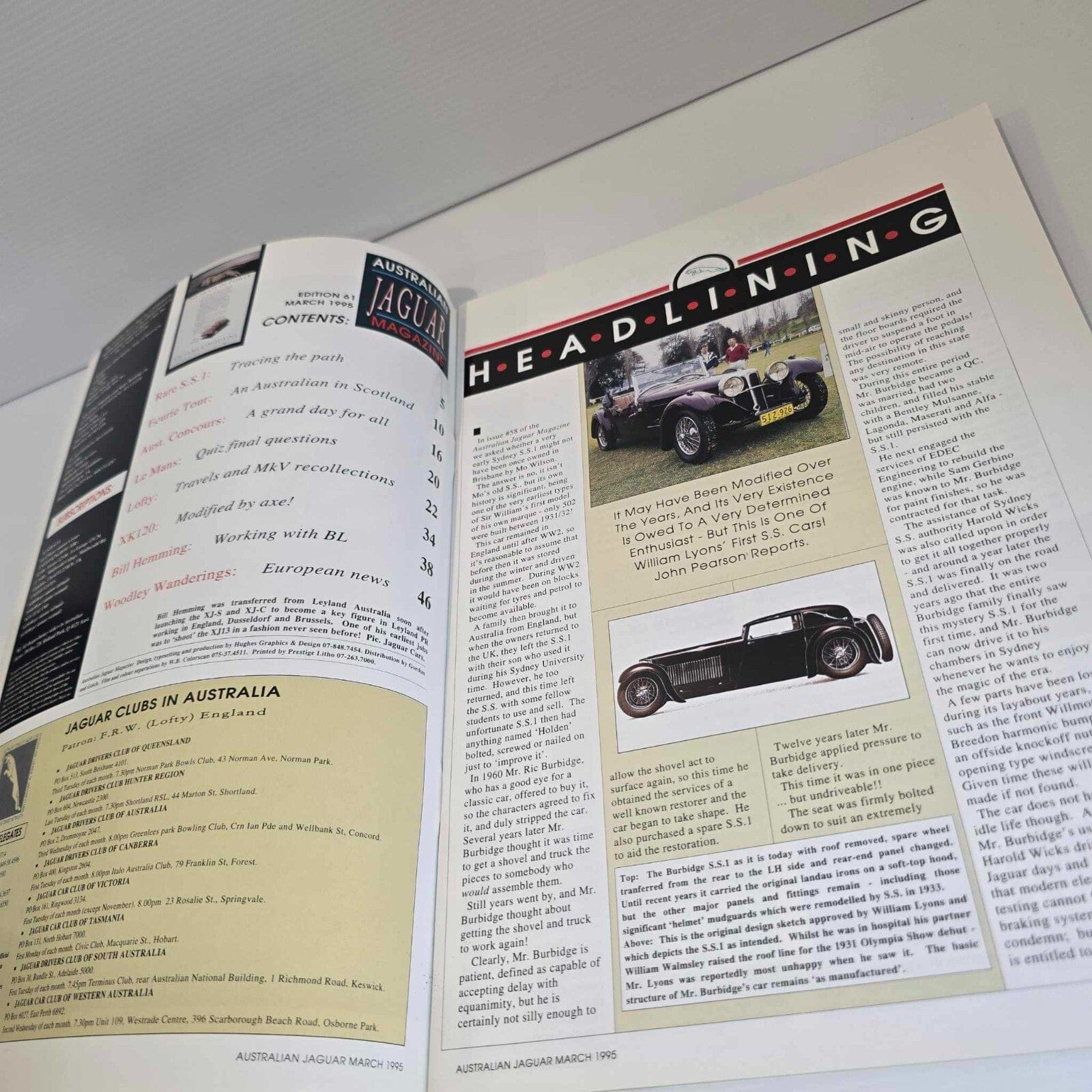 Alona.com.au Australian Jaguar Magazine Issue March  1995 No 61 Drivers Car Club XK120 FHC