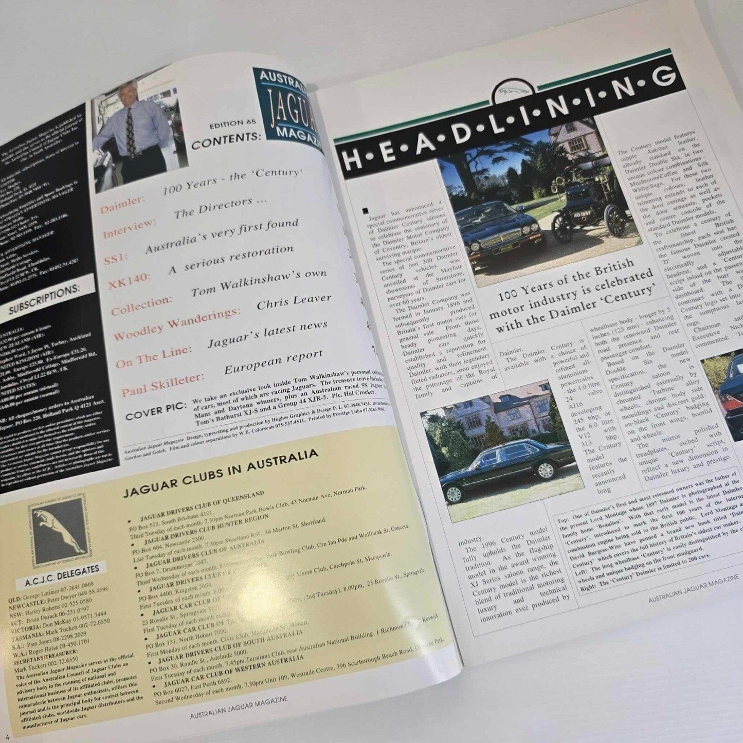Alona.com.au Australian Jaguar Magazine Issue No 65 Drivers Car Club SS1 Tom Walkinshaw's