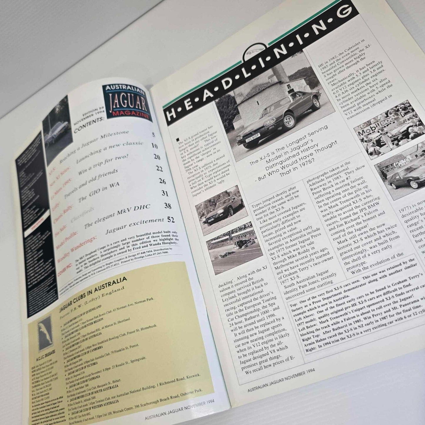 Alona.com.au Australian Jaguar Magazine Issue November 1994 No 59 Drivers Car Club MkV DHC