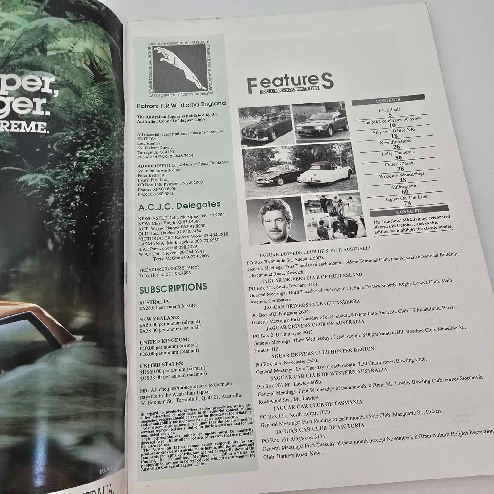 Alona.com.au Australian Jaguar Magazine Issue Oct-Nov 1989 No 29 Drivers Car Club Mk2 - XJ6