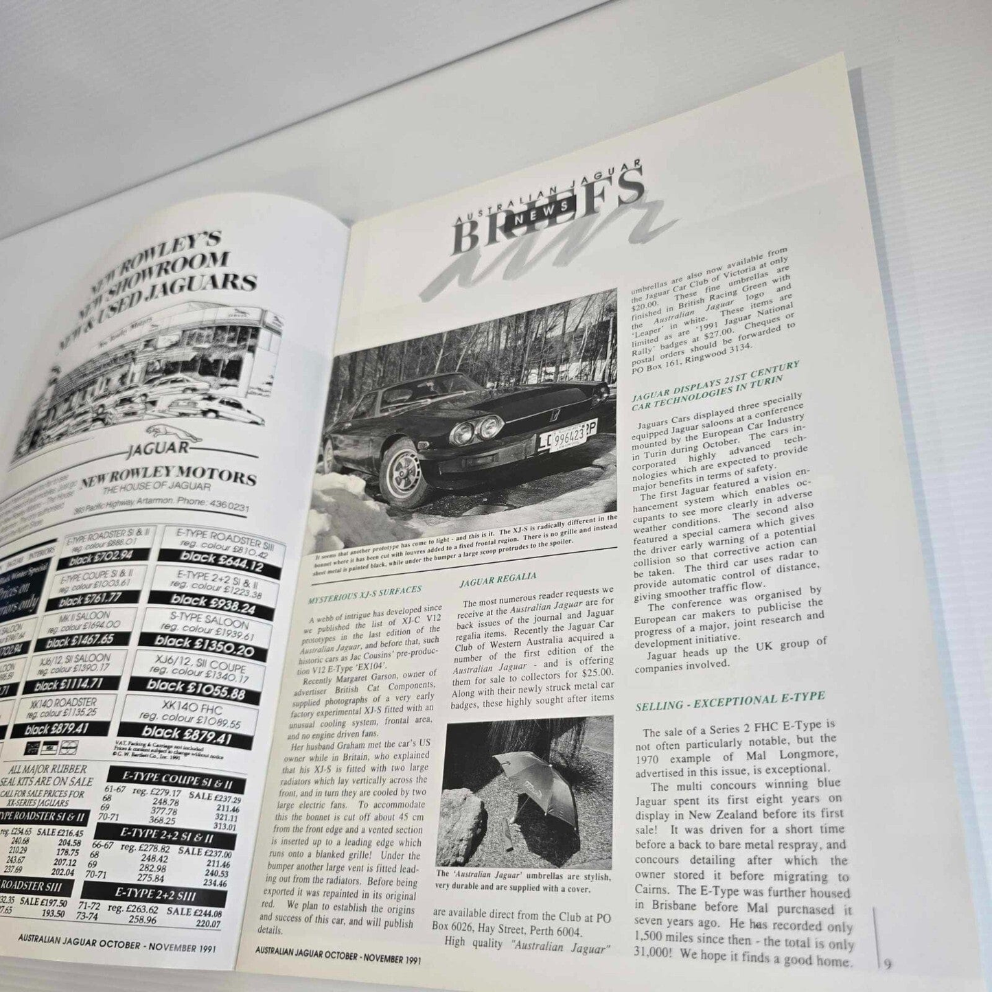 Alona.com.au Australian Jaguar Magazine Issue Oct Nov  1991 No 41 Driver Car Club V-12 E-Type