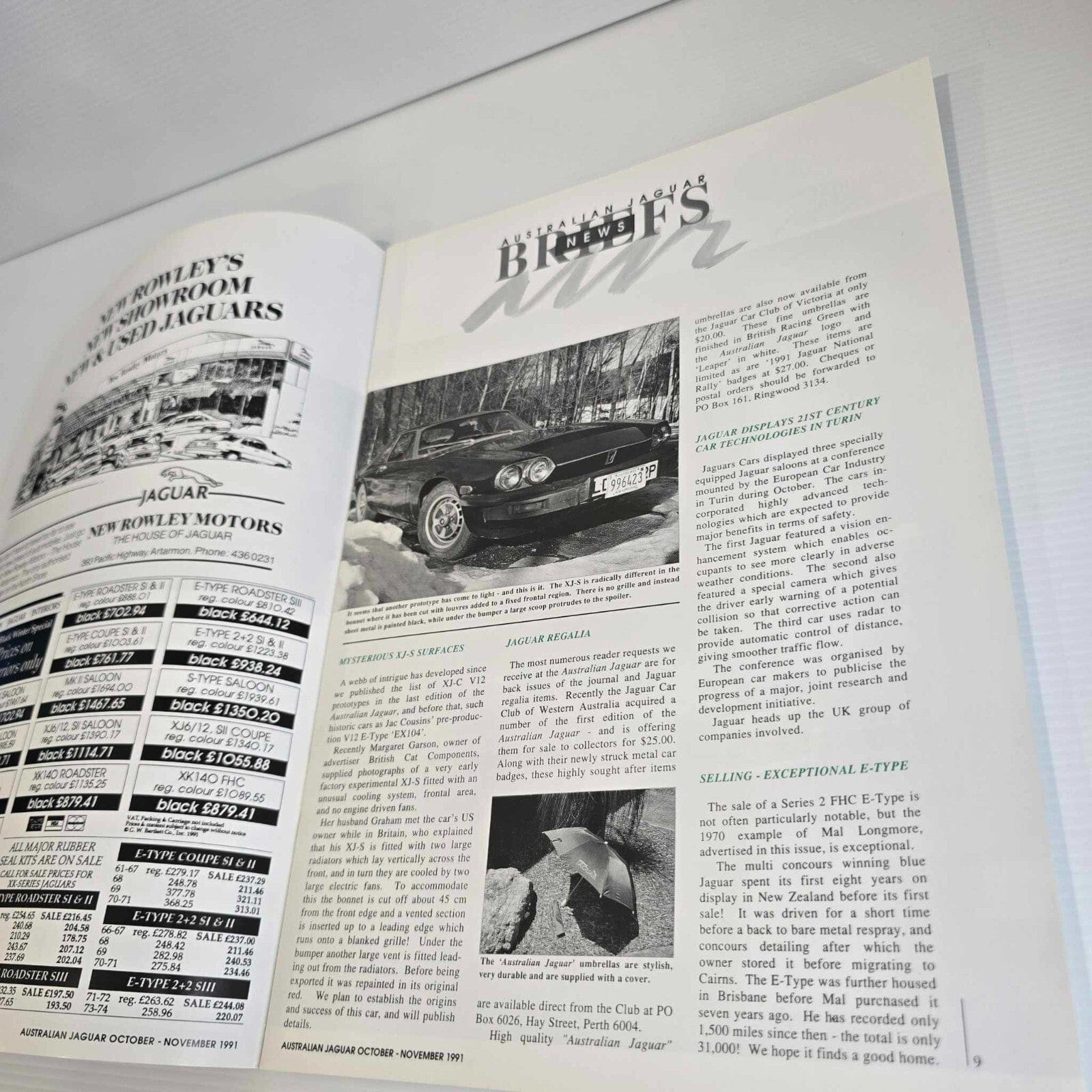 Alona.com.au Australian Jaguar Magazine Issue Oct Nov  1991 No 41 Driver Car Club V-12 E-Type