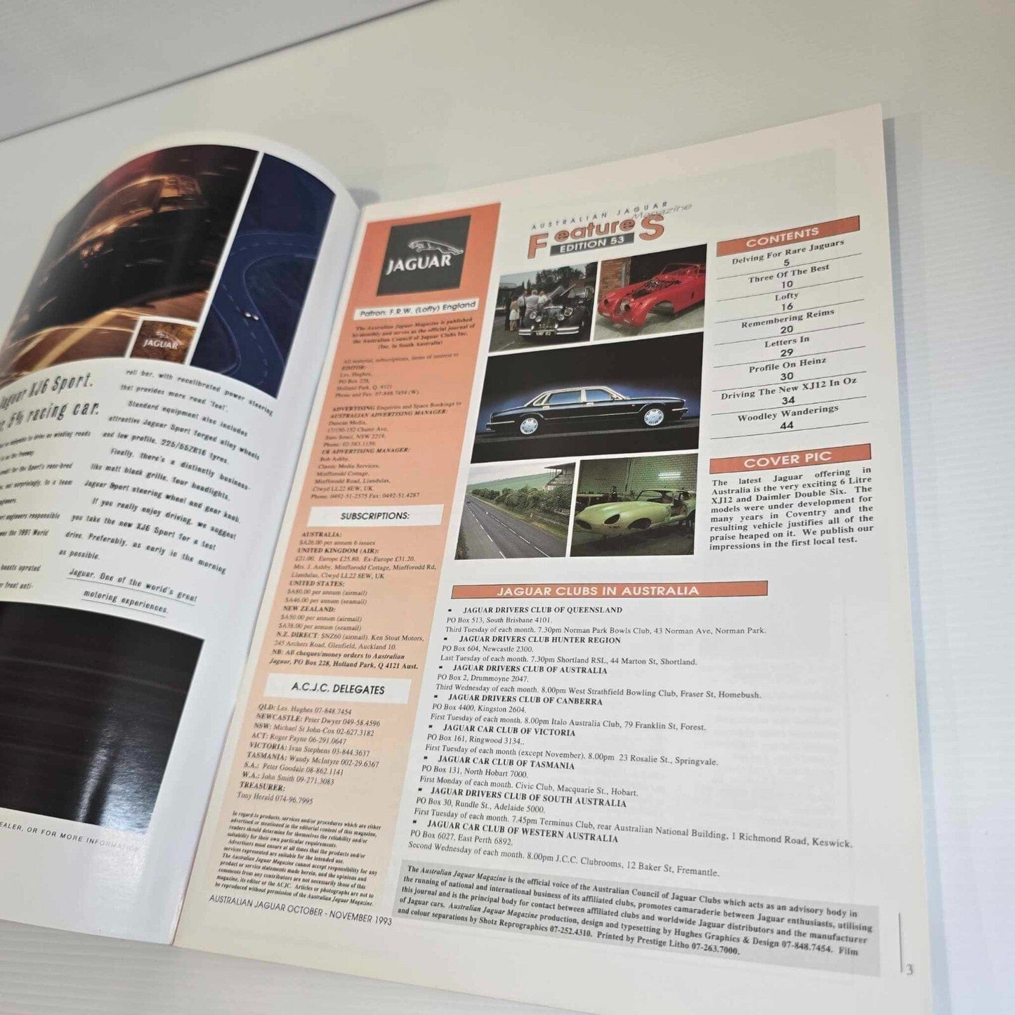Alona.com.au Australian Jaguar Magazine Issue Oct Nov 1993 No 53 Drivers Car Club XJ 12 V12