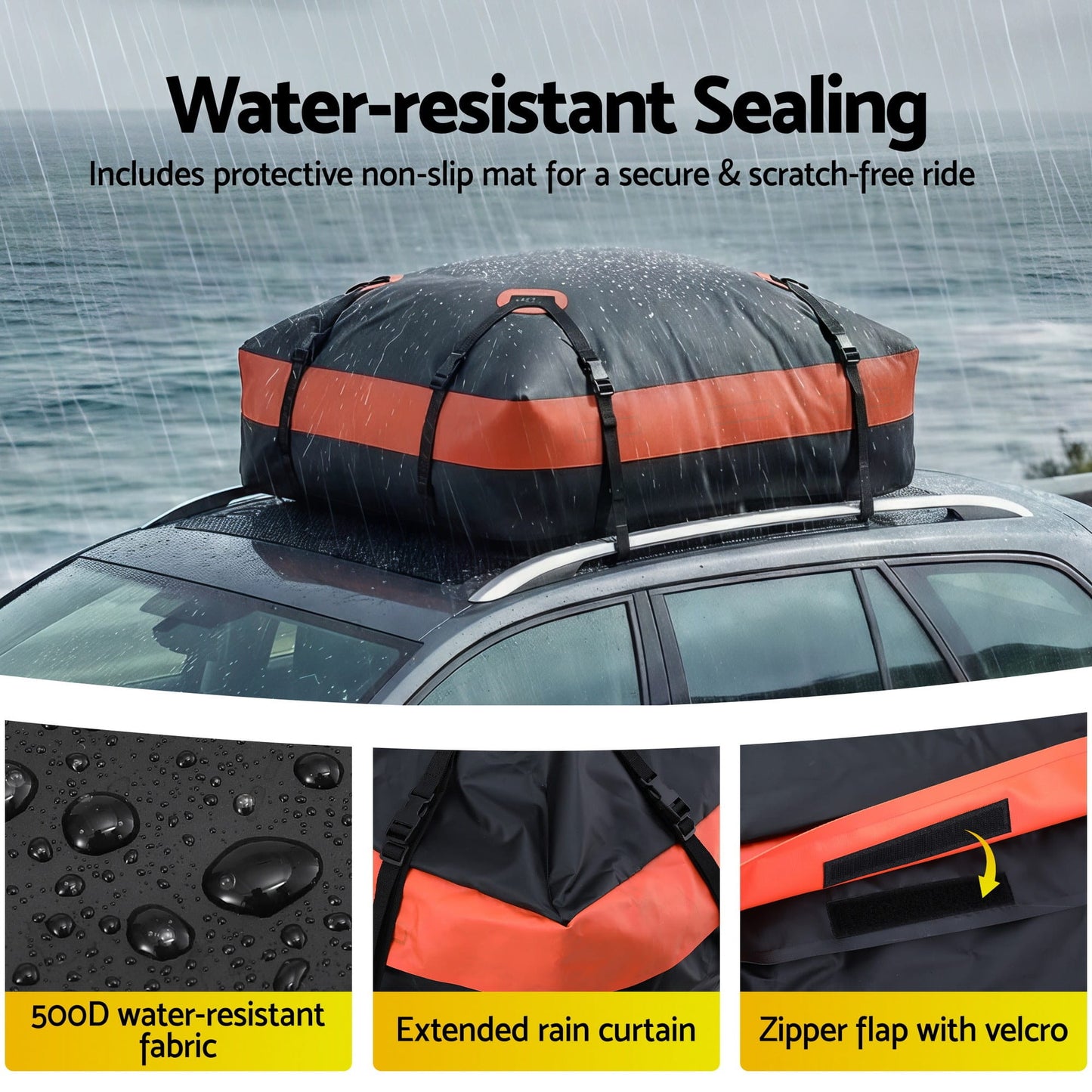 Alona.com.au Auto Accessories > Auto Accessories Others > Cross Bar Giantz Rooftop Cargo Bag Waterproof Car Luggage Carrier 15 Cubic Ft Universal