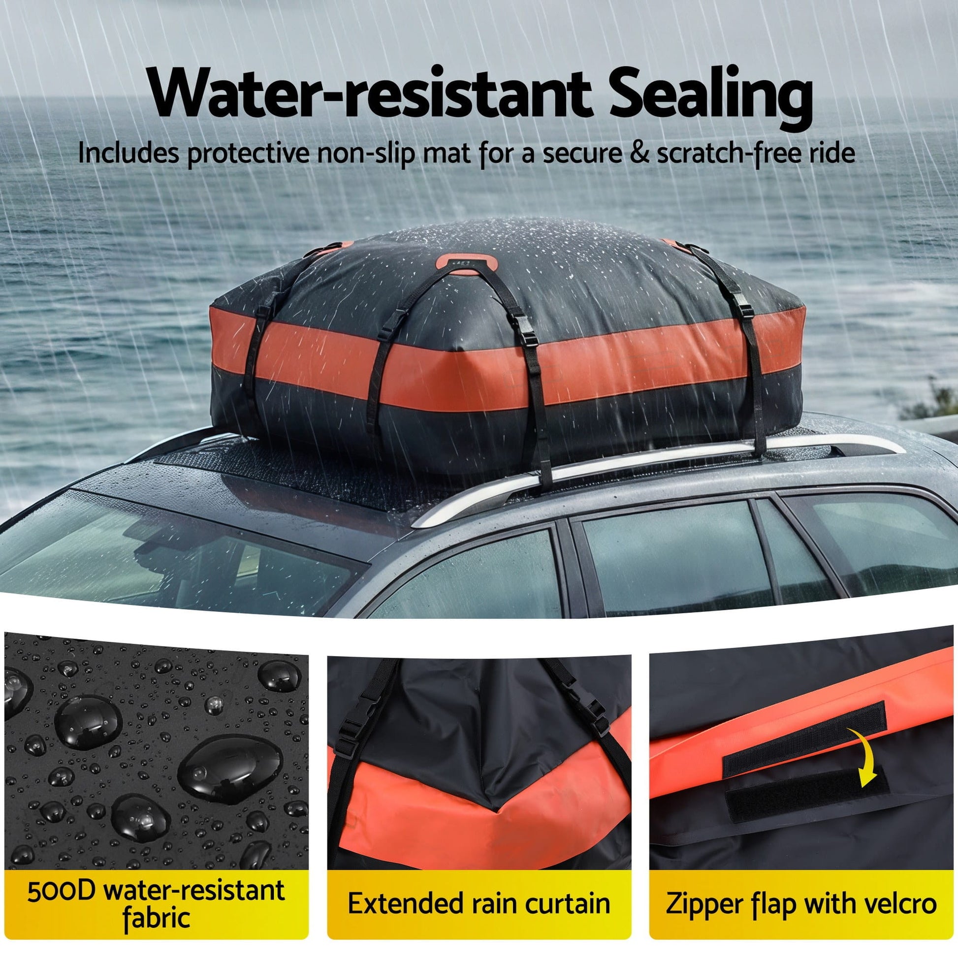 Alona.com.au Auto Accessories > Auto Accessories Others > Cross Bar Giantz Rooftop Cargo Bag Waterproof Car Luggage Carrier 15 Cubic Ft Universal