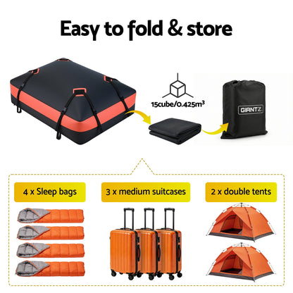 Alona.com.au Auto Accessories > Auto Accessories Others > Cross Bar Giantz Rooftop Cargo Bag Waterproof Car Luggage Carrier 15 Cubic Ft Universal