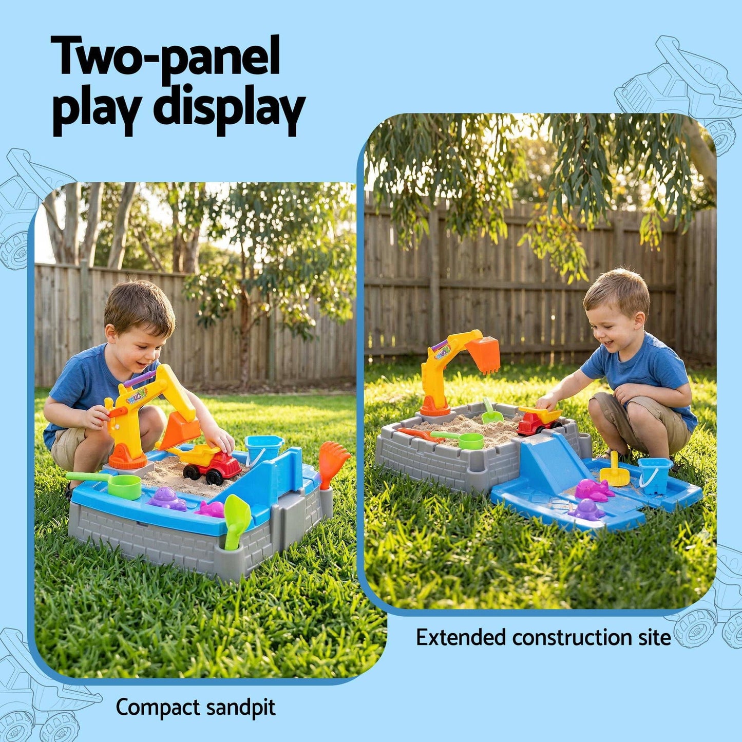 Alona.com.au Baby & Kids > Baby & Kid's Toys > Activity Toys Keezi 2-in-1 Kids Sandpit Water Table Working Excavator Digger Sensory Play Toys