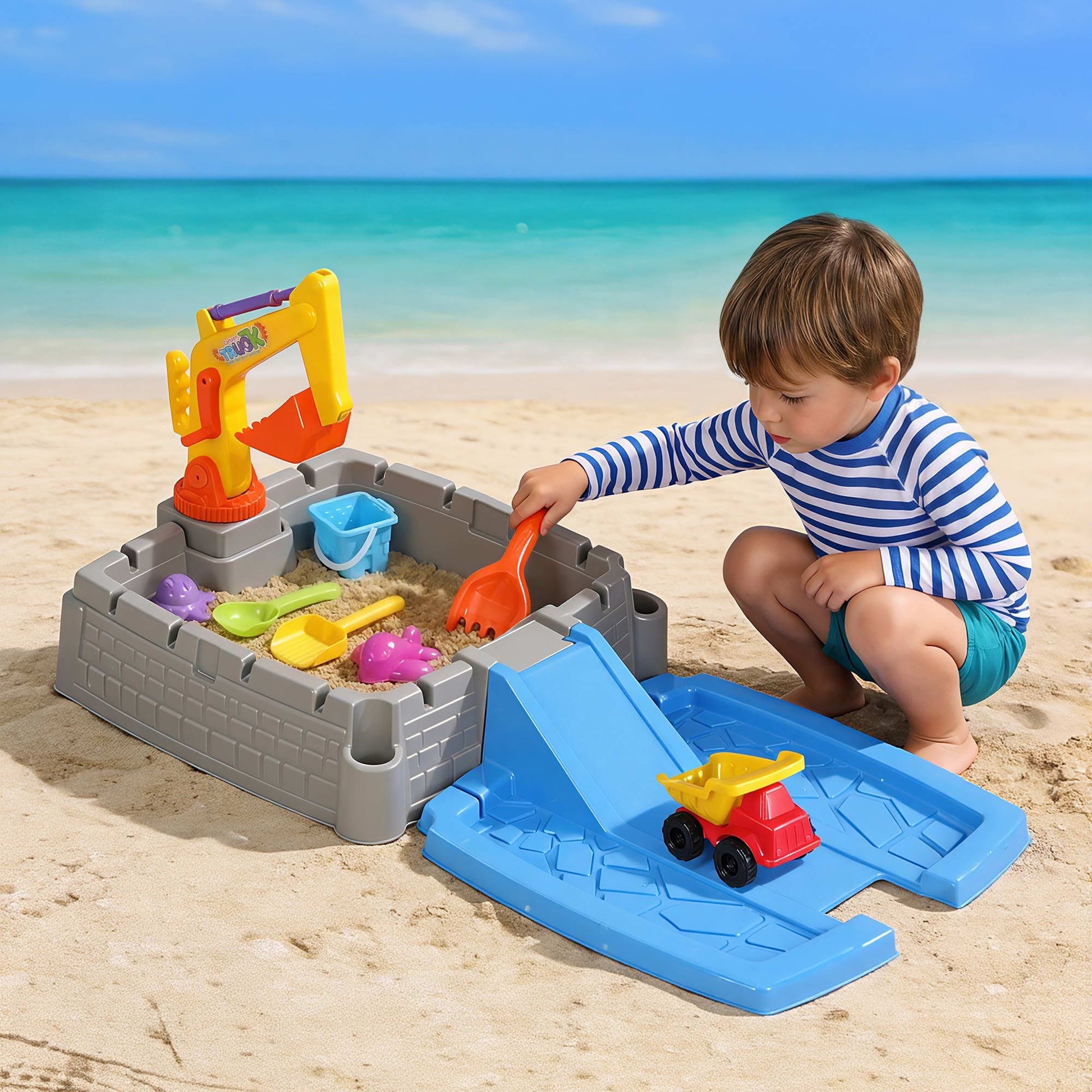 Alona.com.au Baby & Kids > Baby & Kid's Toys > Activity Toys Keezi 2-in-1 Kids Sandpit Water Table Working Excavator Digger Sensory Play Toys
