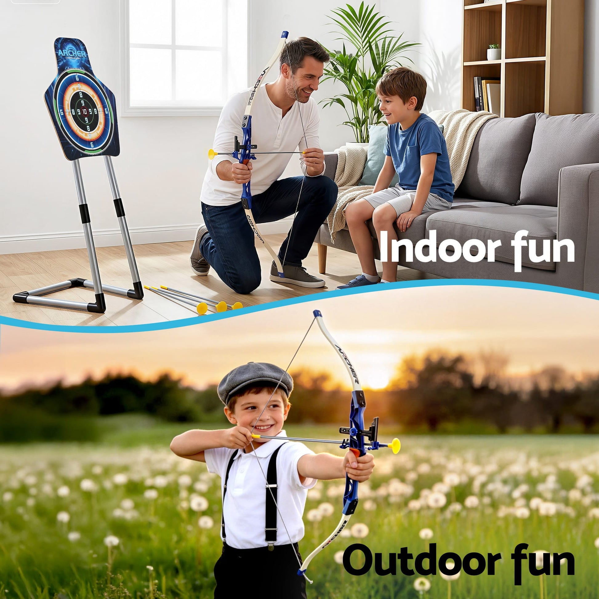 Alona.com.au Baby & Kids > Baby & Kid's Toys > Activity Toys Keezi Kids Bow and Arrow Set Toy Archery Standing Target Suction Cup Arrows Goggles